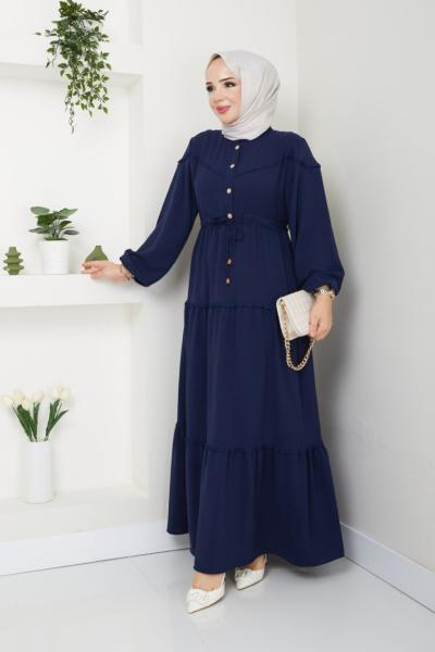 Dantelli Ayşe Ayrobin Elbise  Lacivert