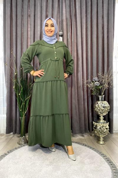 Dantelli Ayşe Elbise Ayrobin  Fıstık Yeşili
