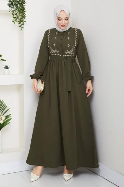 Güllü Elbise Haki