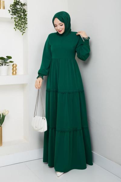 Jülide Dantel Elbise Zümrüt