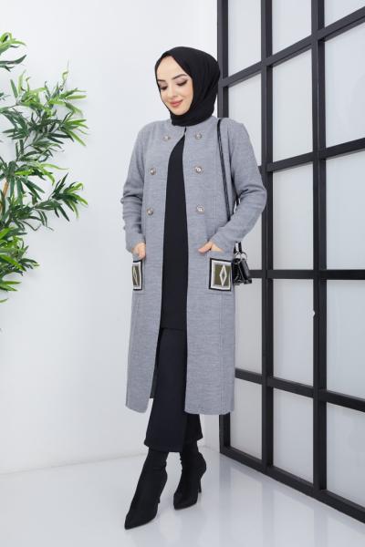 Kilim Desen Triko Hirka Gri