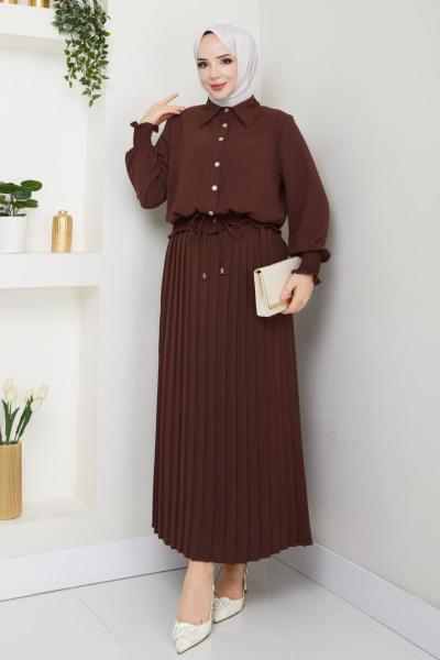 Linda Etekli Takım Kahverengi