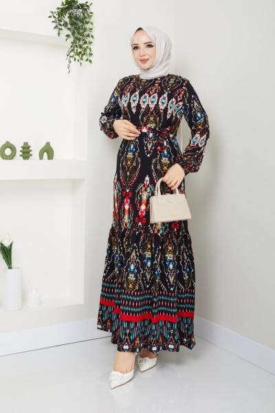 Manolya Viskon Elbise  Siyah