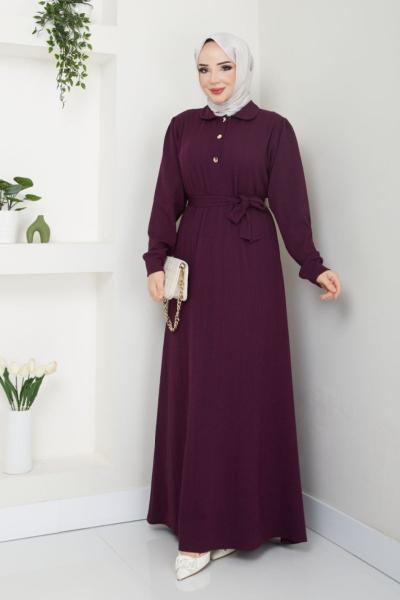 Triko Eylül Elbise Mürdüm