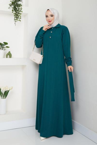 Triko Eylül Elbise Petrol Mavisi