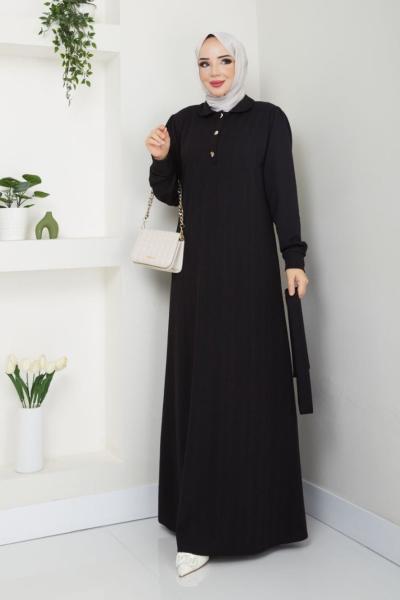 Triko Eylül Elbise Siyah