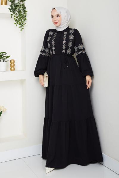 Yeni Zerda Elbise Ayrobın Siyah