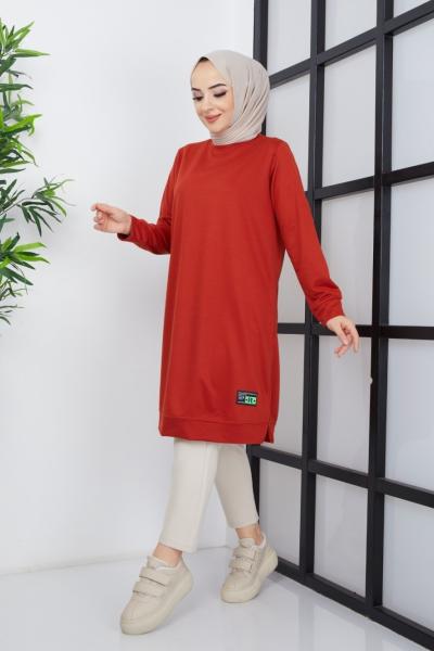 Basic Swet iki iplik Tunik  Kiremit