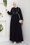 Güllü Elbise Siyah