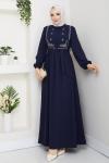 Güllü elbise Lacivert