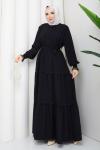 Spor Dantelli inci Elbise Siyah