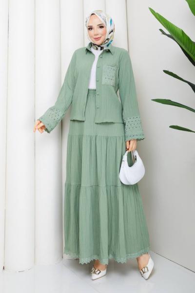 Melis brode etekli takim Mint Yeşili