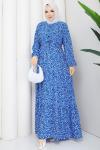 Viskon Papatya Elbise  Mavi