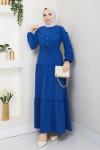 Dantelli Ayşe Elbise Ayrobin  Mavi